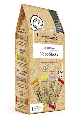 VapoWesp VapoSticks mit Allen Sorten (4 Sorten, 12x je 7g) | Aromatischer Duft für die VapoWesp Räucherbox, aromatisiere den Kaffeerauch | VapoSticks sind herrlich einfach zum Mitnehmen und Dosieren