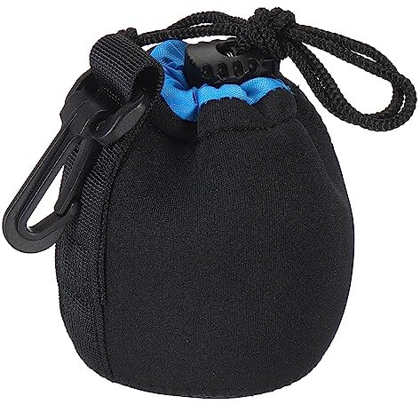 PATIKIL Camera Lens Bag, 2.8 IDx3.9 H Drawstring Lens Pouch with Thick Protective Neoprene, Lens Case for DSLR Camera Lens, Water Coffee Cups, Black, Blue