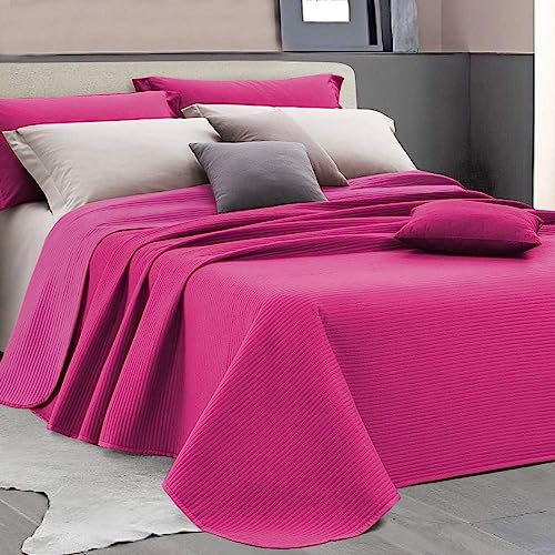 INTIMOEGIDIO Copriletto Primaverile-Estivo Tinta Unita 100% puro cotone Made in Italy (FUCSIA, SINGOLO1P)