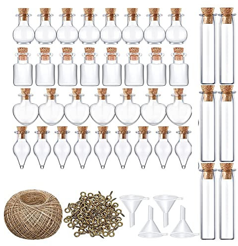 Hopbucan Transparent Wishing Bottle Pendant - Glass With Horn Nail String Cork - Mini Decoration