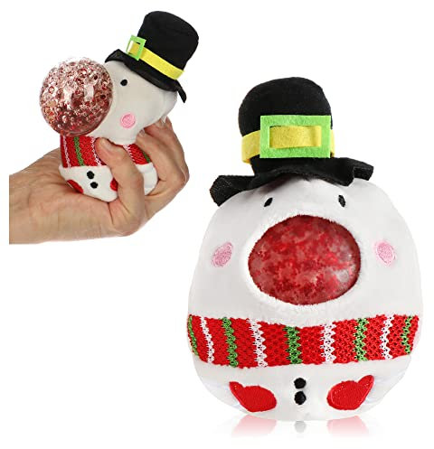 com-four® Anti-Stress Weihnachtsfigur - Squeeze Spielzeug Weihnachten - Quetsch-Ball mit weihnachtlichem Motiv für Kinder und Erwachsene (Schneemann)