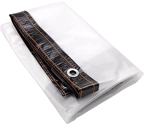 Lwuey Clear Tarpaulin Waterproof, 1.5mx3m Tarp with Eyelets Transparent PE | Sheet Cover for Pergola Chicken Coop Rabbit Hutch Garden Plants Gazebo Roof Outdoor Camping Protection Windproof Anti Tear
