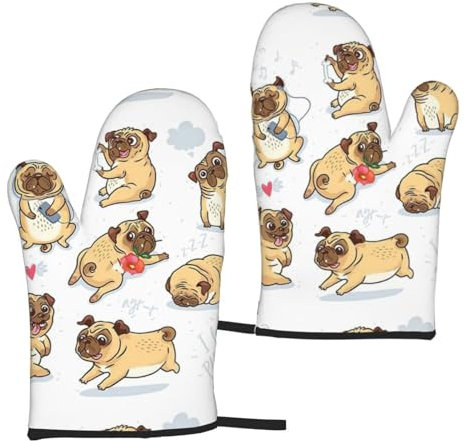 Wurton Witziger Hundeaufdruck, Mikrowellen-Handschuhe, Backen, Kochen, Grillen, Ofenhandschuhe, Einweihungsgeschenk, 15 x 27 cm