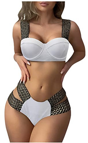 Maillot de Bain Shorty Femme Maillot de Bain Femme Enceinte Maillt de Bain Femme Maillot de Bain de Regle Maillot de Bain Gainant Femme 2 Pieces Maillot de Bain Ado 2 Pieces Blanc S