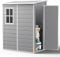 XEMQENER Lockable Plastic Waterproof Storage Shed with Floor, 5x4 FT Outdoor Storage with Window, 138x110x192cm, Grey
