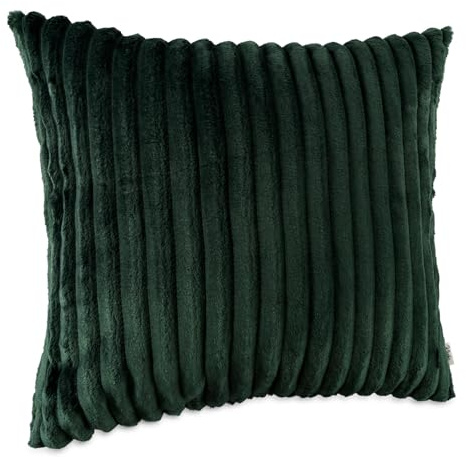 Dekokissen Kissenbezug Sofakissen Pillow Plüsch Kuschelkissen Zierkissen Cord Kissen Couchkissen Kord Kissenhülle ultraweich gestreift Lilli 50x50cm ohne Füllung Smaragd