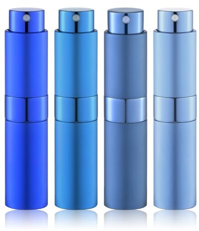 Lulupack 8ml Perfume Atomizador, Botella Rociadora de Viaje Para Colonia, Rociador Portátil Recargable (4 piezas, Azules Serie)