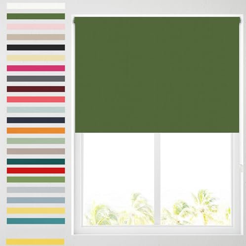 Barnes Blinds - Blackout Roller Blinds for Windows, Custom Cut to Size - Black Out Thermal Fabric Durable Fittings Easy Fit - Roller Blind (Army Green 122cm)