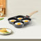 Padella per 4 uova con manico in legno, padella antiaderente per uova in camicia, pancake, frittata, padella multifunzione per frittata, hamburger, frittata e molto altro (nero)