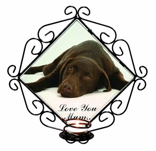 Labrador Dog 'Love You Mum' Wrought Iron Wall Art Candle Holder