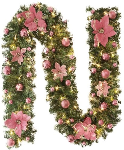 Generisch Weihnachtskranz Türkranz Weihnachten 50Cm Weihnachtskranz Weihnachtsdekoration Adventskranz Dekokranz Kränze Türdeko 20 cm Weihnachtsdeko Türkranz Adventsgesteck Länglich Rosa