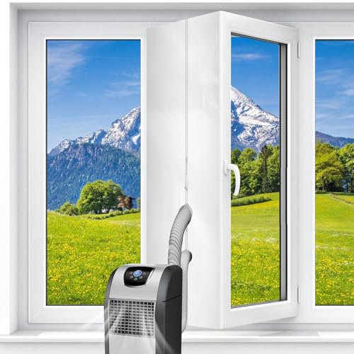 GOMETY Klimaanlage Fensterabdichtung, 500CM Fensterabdichtung für Mobile Klimageräte, Fensterdurchführung für Ablufttrockner Wäschetrockner zum Anbringen an Flügelfenster Dachfenster Kein Bohren