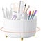 Desk Organiser, 360°Rotating Pen Holder Pen Pot, Makeup Brush Holder with 5 Compartments, Desktop Storage Stationery Supplies Organizer, Pencil Holders for Desk Tidy Home, School, Office (White)