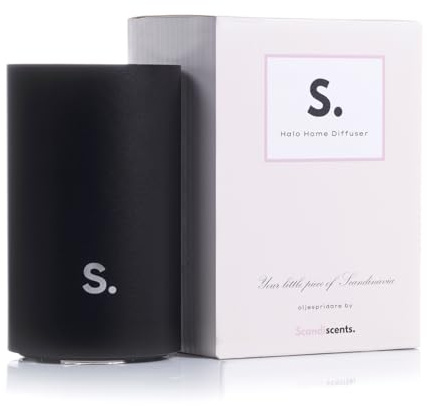 SCANDISCENTS – Waterless Halo Home Diffuser | Essential Oil | Rechargeable USB & Portable | Aromatherapy Oil Diffuser | Gift (Black)