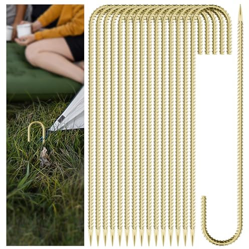 30 Pieces J Hooks Rebar Metal Tent Stakes 12 Inch Galvanized Ground Anchors Yard Stakes for Landscape Fabric Artificial Turf Heavy Duty Anti Rust for Outdoor Lawn Decorations Inflatables Swing Set