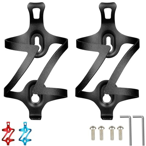 aiGear Bike Water Bottle Holder/Bottle Cage Black Aluminum 2 Packs