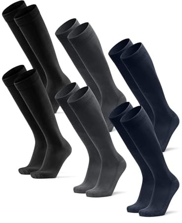 DANISH ENDURANCE Bambus Kniestrümpfe, Atmungsaktiv, 3 & 6 Paar, Mehrfarbig (2x Schwarz, 2x Marineblau, 2x Grau), 43-47
