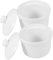 GALPADA 2 Pezzi pentola di stufato ciotola stoviglie smalto cucinando piccolo tazze mug pentola vaporiera ciotole per zuppa con coperchio casseruola vaso con coperchio ceramica bianca