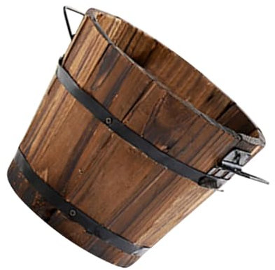 Milisten Holzfass Blumentopf Pflanztopf Klein Aus Holz Mit Tragegriff Retro Gartendekoration Für Sukkulenten Gemüse Und Aufbewahrung