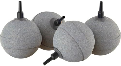 SLOCME 2 Aquarium Air Stone Balls, 4 Pack – Fine Bubble Aerator Oxygen Diffusers for Fish Tanks, Hydroponics, Ponds & DWC Systems