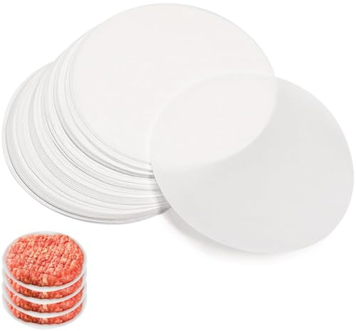 100 Pcs 10cm Round Hamburger Paper Sheets,Greaseproof Non Stick Burger Paper,Burger Press Wax Discs Papers,Food-Grade Hamburger Patty Separating Papers,for Meat Beef Cake Bakin Cookies