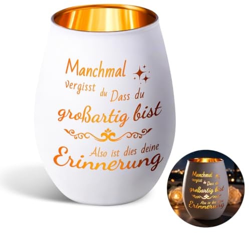 VEROTYCO Windlicht Glas mit Geschenkbox, Windlichter mit Gravur, Teelichthalter Mit Liebevollem Spruch, Geschenkideen für Frauen, als Valentinstag Muttertag Weihnachten Geburtstag Geschenk, Weiß-01