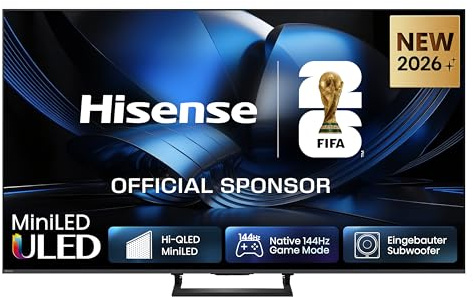 Hisense 85U7DSE Fernseher 85 Zoll, 4K UHD, Hi-QLED Mini LED, Smart TV, 144Hz, Hi-View AI Engine, IMAX Enhanced, AI Lichtsensor, Dolby Vision.Atmos, Tuned by DeVialet, FreeSync Premium Pro [2026]
