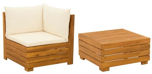 vidaXL Garten-Lounge-Set mit Kissen 2 Stück Braun Massivholz Akazie, Garten-Sofa-Set, wetterfester Akazienholz-Sitz, modernes Möbel für Terrasse, Lounge, Balkon-Sitzgruppe