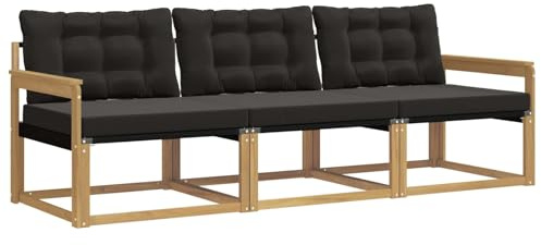 vidaXL Outdoor-Sofagarnitur mit Kissen 3 pcs Weiß und Schwarz, Outdoor Sofa, Gartenmöbel, modernes Ecksofa, Terrasse Lounge, komfortable Sitzgelegenheit