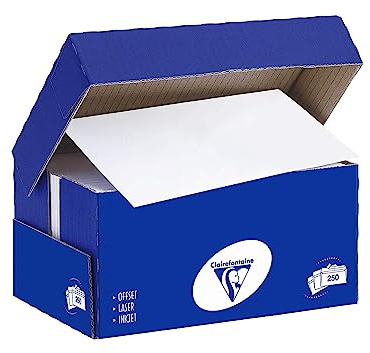 Clairefontaine 1600C - Karton mit 250 Briefumschlag Clairalfa, Format DL, ohne Fenster, 90g, extraweiß (168 CIE), 1 Karton