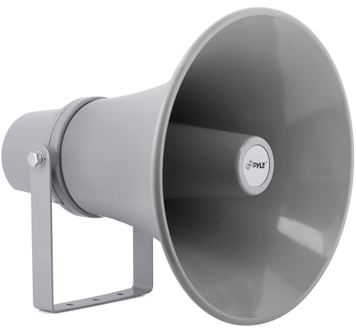 Pyle PA-Hornlautsprecher Innen/Außen – Kompakter 28 cm Lautsprecher, 30 W, 400 Hz–5 kHz, 8 Ω, 70 V Transformator, mit Montagehalterung für 70 V Audio