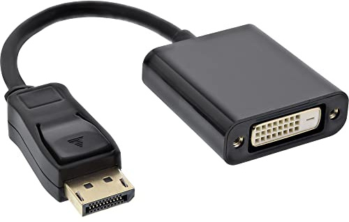 InLine 17199K DisplayPort Adapterkabel, DisplayPort Stecker auf DVI-D 24+1 Buchse schwarz, 0,15m
