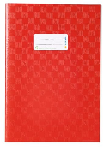 HERMA 7442 Heftumschläge A4 Bast Rot, 25 Stück, Hefthüllen mit Beschriftungsetikett & Baststruktur aus strapazierfähiger & abwischbarer Polypropylen-Folie, Heftschoner Set für Schulhefte, farbig