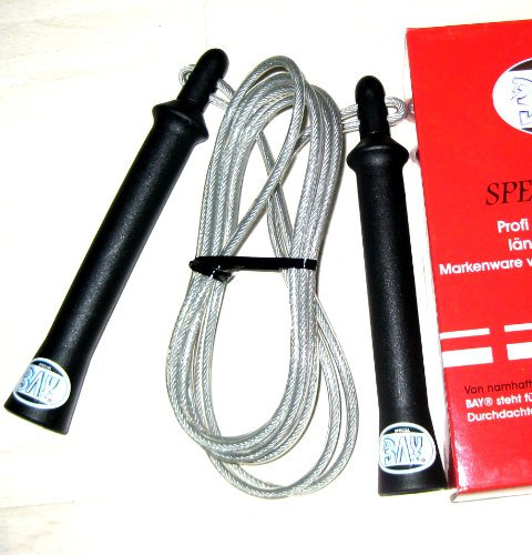 BAY Speedtime 3000 Stahl-Springseil mit Drehwirbel und Stahlseele, längenverstellbar, für Boxen und Fitness, 305 cm Gesamtlänge