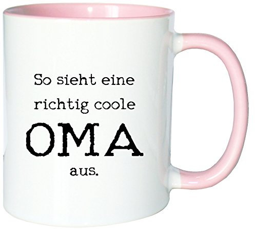 Mister Merchandise Kaffeetasse Becher So Sieht eine richtig Coole Oma aus Omi Großmutter, Farbe: Weiß-Rosa