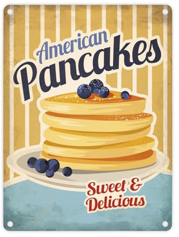 trendaffe - Metallschild mit American Diner Classics - Pancakes Motiv