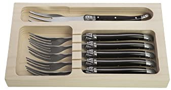 Laguiole Style de Vie Dessertgabeln Premium Line, 6-teilig, Schwarz