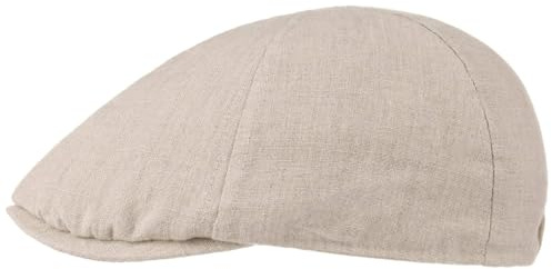 Lipodo Leinen Flatcap Herren Stretchband Beige Dunkelblau Schirmmütze Frühling Sommer Atmungsaktiv
