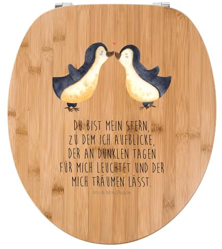 Mr. & Mrs. Panda Motiv WC Sitz Pinguin Liebe - Geschenk, Liebespaar, WC-Sitz, Klobrille, Jahrestag, Toilettendeckel, verliebt, Toilette, Freund,
