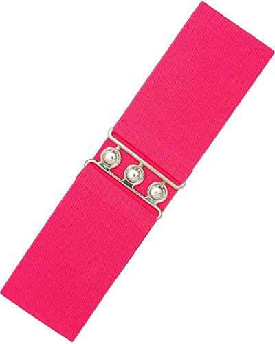 Ro Rox Retro Vintage-Stil Elastischer Weiter Gurt Gürtel - DE 38-42 - Rosa (Hot Pink) (Medium)