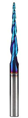 Jiiolioa ZQ21A3 CNC Router Bits 2D&3D Carving 3.6 Deg Tapered Angle 2 Flute Ball Nose 1/4 Shank 1/16X1 1/2X1/4X3
