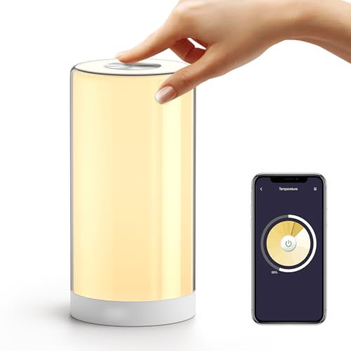 Meross Smart Lamp Bedside WiFi Lamp Support Apple HomeKit Alexa Google Assistant SmartThings, RGBWW Touch Lamp Dimmable Multicolour Voice Remote App Control (2.4GHz Only)
