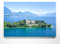 Panorama Leinwand, Insel Isola del Garda, Gardasee - als 150x50cm großes XXL Leinwandbild. Wandbild als Hintergrund und Deko für Wohnzimmer & Schlafzimmer. Aufgespannt auf 2cm Holzrahmen