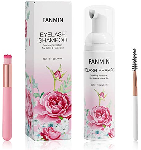 Wimpernverlängerungs-Shampoo & Bürste + Mascara-Zauberstab, Wimpern-Shampoo, schäumender Reiniger für professionelle Salons und häusliche Pflege, Waschen für Extensions und natürliche Wimpern 207ml