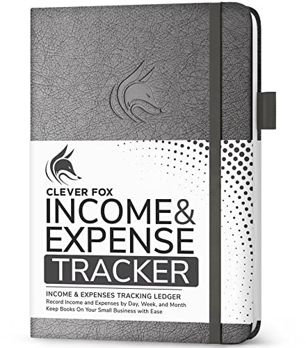 Clever Fox CF Einnahmen- und Ausgaben-Tracker (Silber-Schwarz, A5 (15 x 21 cm)