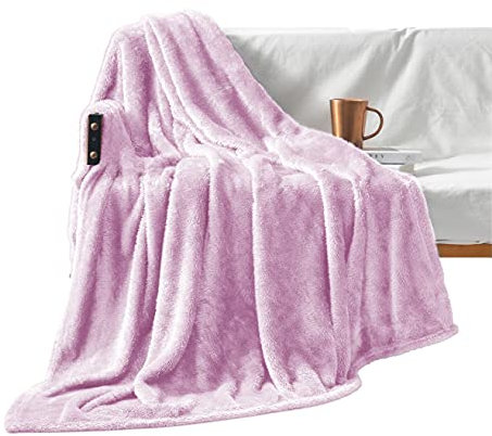 Exclusivo Mezcla Plush Fuzzy Fleece Throw Blanket 127x178 CM, Super Soft, Fluffy and Warm Blankets for Couch, Bed, All Season Use, Lilac Purple