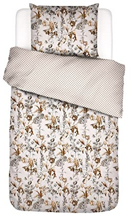 ESSENZA Bettwäsche Jackie Blumen Baumwolle Perkal Vanilla, 200x200 + 2X 80x80 cm