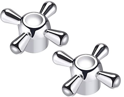 sourcing map Faucet Knob Handle, Alloy Handle Replacement for 8.2mm Diameter with 20 Teeth Valve Core, 69 x 31 x 27mm 2pcs
