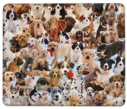 Tapis de souris à motif de chiens mignons en caoutchouc, 21,6 x 26,2 cm, convient pour les ordinateurs de bureau, ordinateurs portables, PC, consoles, etc.
