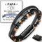 Jbniuay Vatertagsgeschenk Geschenke für Papa Armband Papa Gravur “Weltbester Papa” - Lederarmband Dad mit Perlen - Weihnachtsgeschenke für Papa Dad Männe